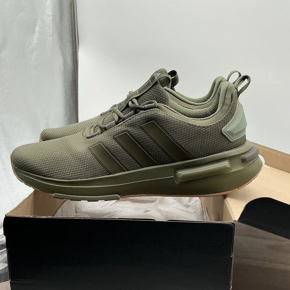 Adidas Racer‎ TR23 Mens Sneakers Olive Green Gum Sole Cloudfoam IH2530 Size 10.5